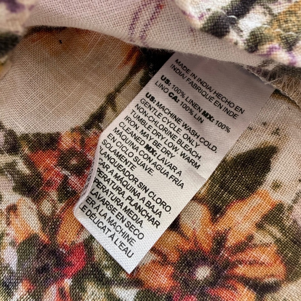 Chicos Floral Linen faux Wrap Midi Skirt Sz 1 luxury chic Garden Party Botanical - Picture 9 of 10